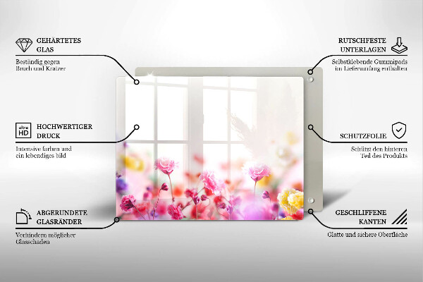 Steklena podloga za rezanje Cvetlični travnik