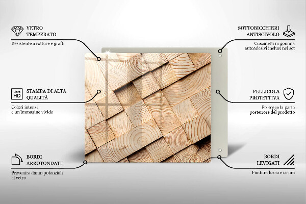 Steklena podloga za rezanje Leseni kvadrati