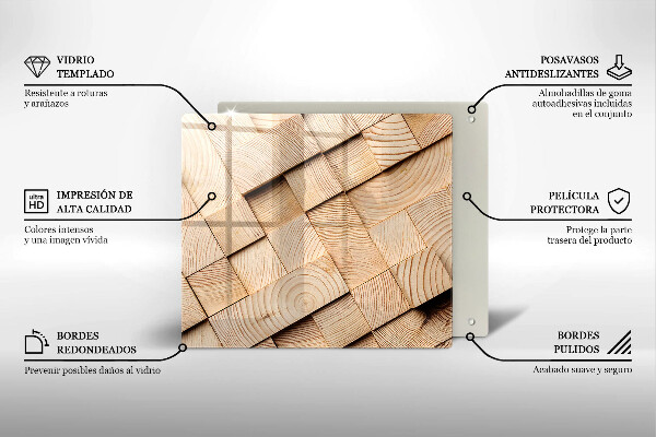 Steklena podloga za rezanje Leseni kvadrati
