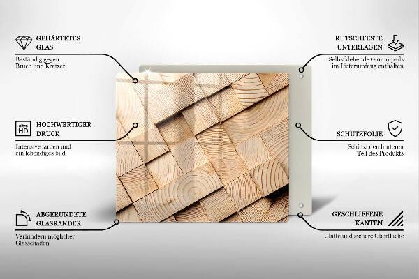 Steklena podloga za rezanje Leseni kvadrati