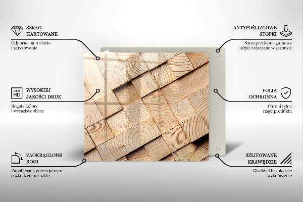 Steklena podloga za rezanje Leseni kvadrati