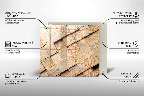 Steklena podloga za rezanje Leseni kvadrati