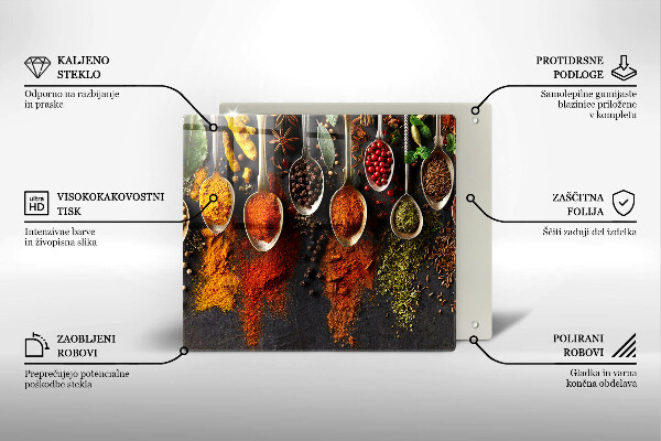 Steklena podloga za rezanje Žlice z začimbami