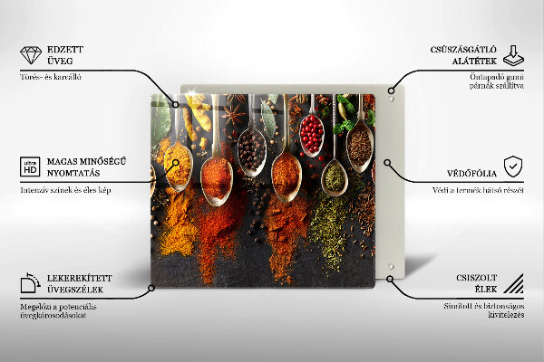 Steklena podloga za rezanje Žlice z začimbami