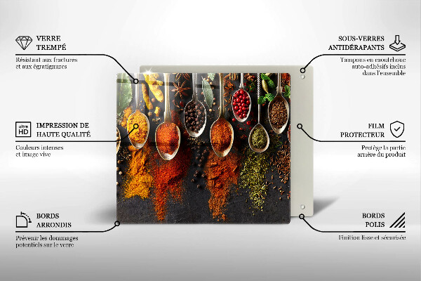 Steklena podloga za rezanje Žlice z začimbami