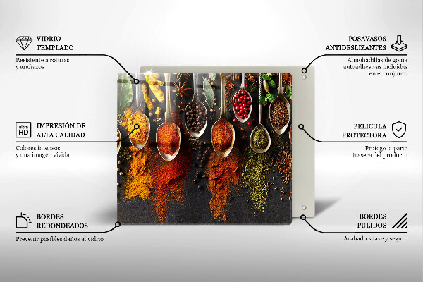 Steklena podloga za rezanje Žlice z začimbami