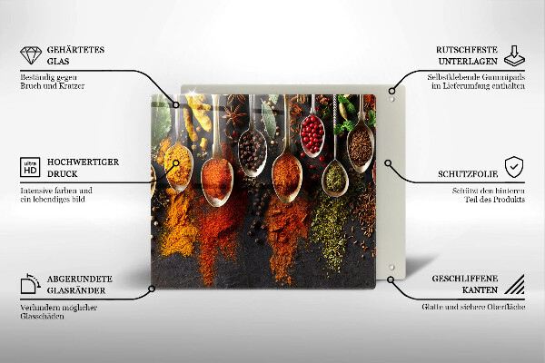 Steklena podloga za rezanje Žlice z začimbami