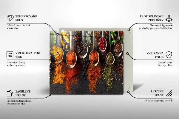 Steklena podloga za rezanje Žlice z začimbami