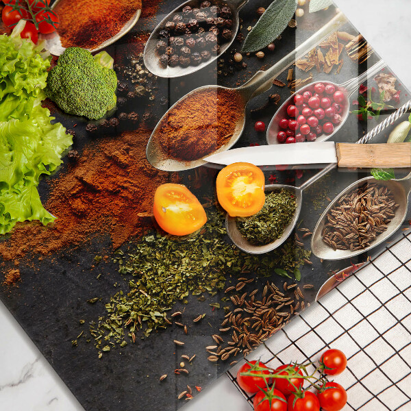 Steklena podloga za rezanje Žlice z začimbami