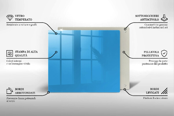 Steklena podloga za rezanje Modra barva