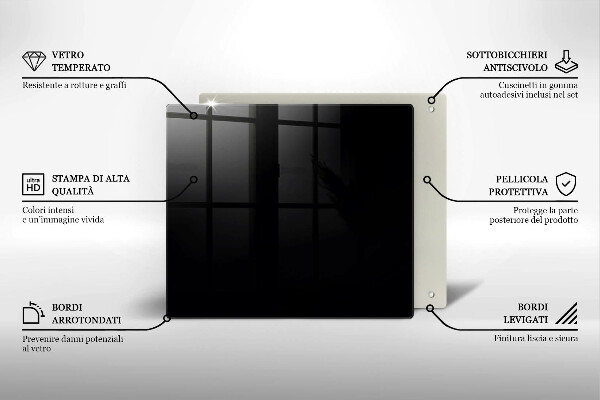Steklena podloga za rezanje Črna barva