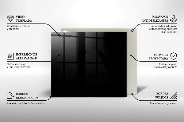 Steklena podloga za rezanje Črna barva