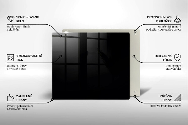 Steklena podloga za rezanje Črna barva