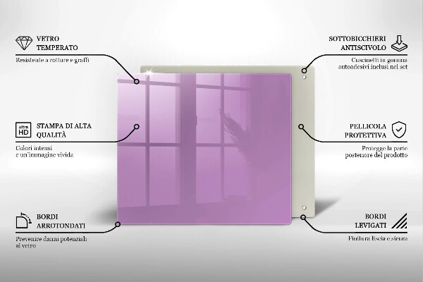 Steklena podloga za rezanje Vijolična barva