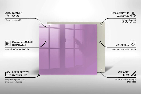 Steklena podloga za rezanje Vijolična barva