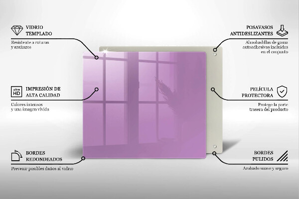 Steklena podloga za rezanje Vijolična barva