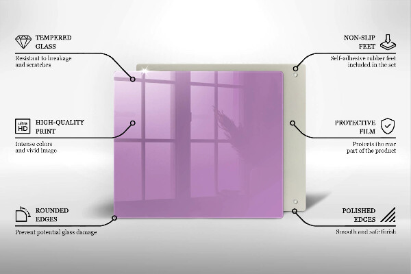 Steklena podloga za rezanje Vijolična barva