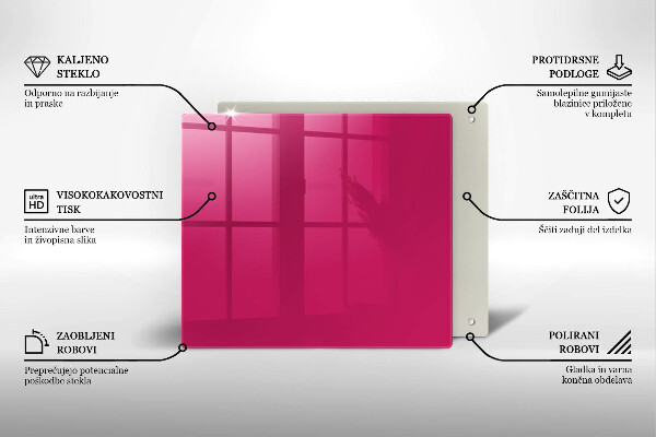 Steklena podloga za rezanje Roza barva