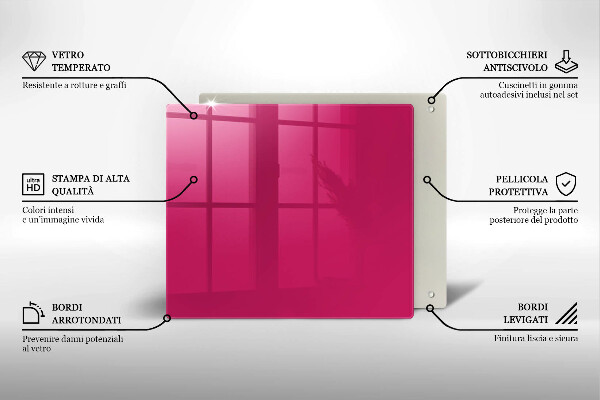 Steklena podloga za rezanje Roza barva