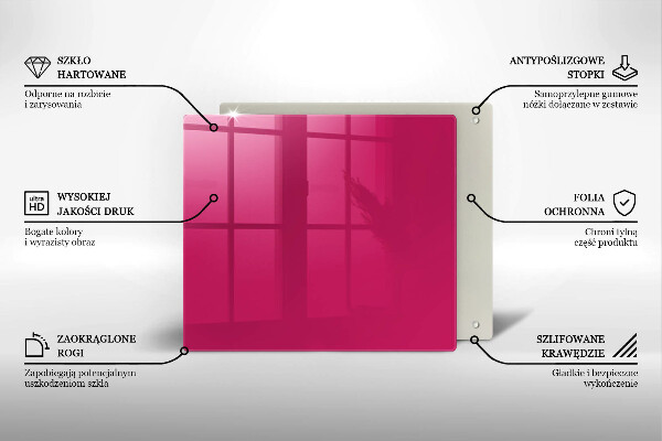 Steklena podloga za rezanje Roza barva