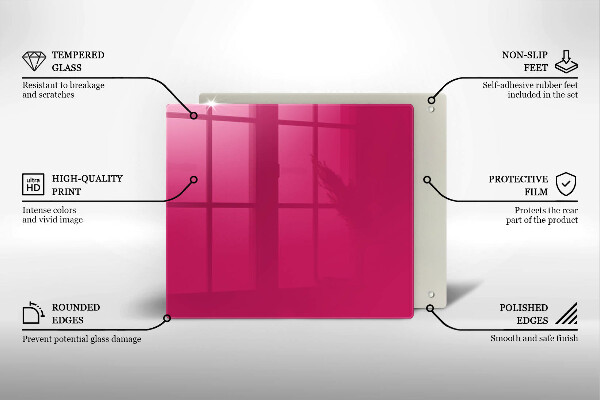 Steklena podloga za rezanje Roza barva