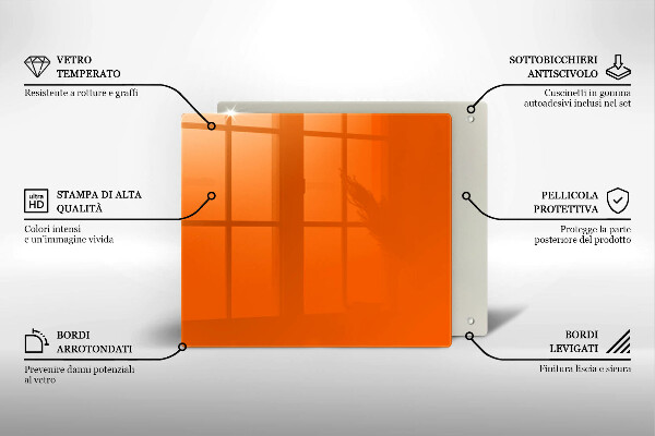 Steklena podloga za rezanje oranžna barva