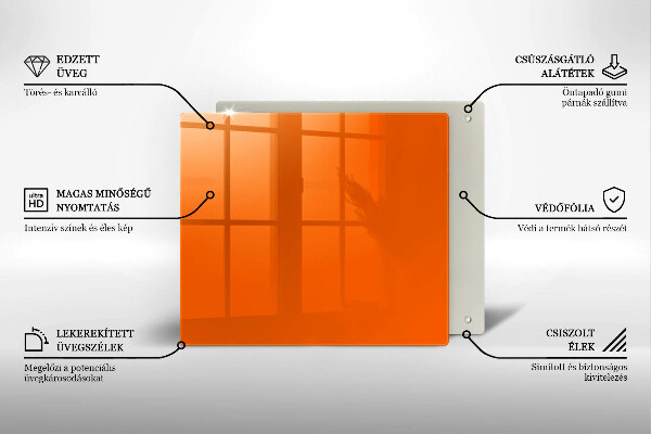 Steklena podloga za rezanje oranžna barva