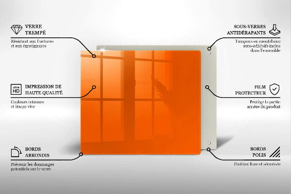 Steklena podloga za rezanje oranžna barva