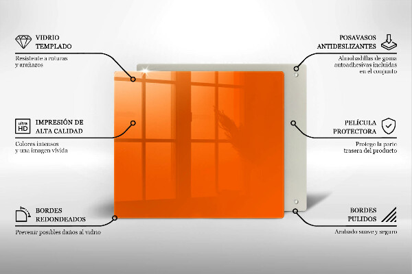 Steklena podloga za rezanje oranžna barva
