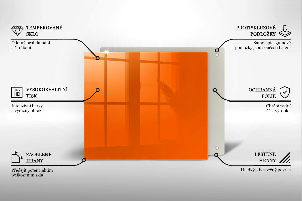Steklena podloga za rezanje oranžna barva