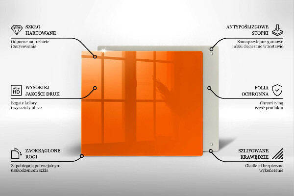 Steklena podloga za rezanje oranžna barva