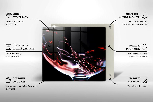 Steklena podloga za rezanje Kozarec rdečega vina