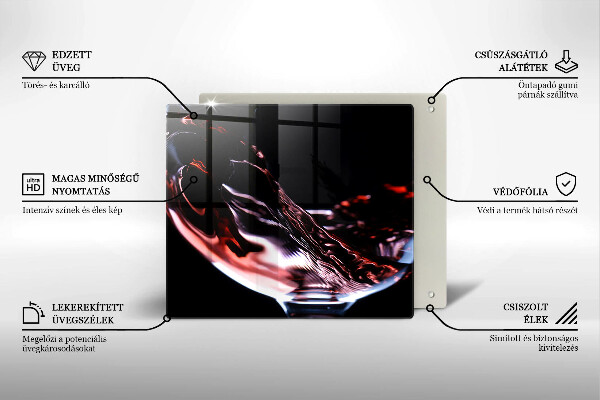 Steklena podloga za rezanje Kozarec rdečega vina