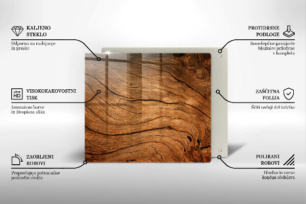 Steklena podloga za rezanje Tekstura lesene plošče
