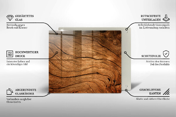 Steklena podloga za rezanje Tekstura lesene plošče