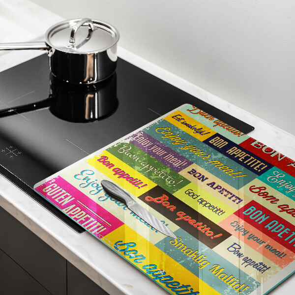 Steklena podloga za rezanje Podnapisi Bon appetit jeziki