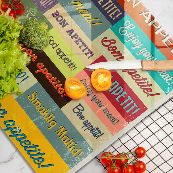 Steklena podloga za rezanje Podnapisi Bon appetit jeziki