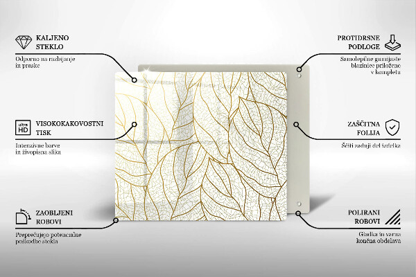 Steklena podloga za rezanje Črtni vzorec listov