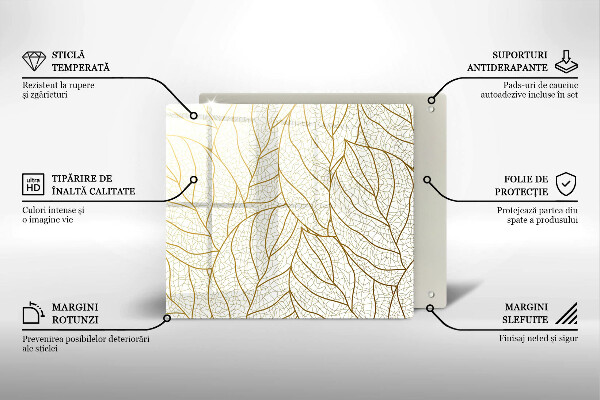 Steklena podloga za rezanje Črtni vzorec listov