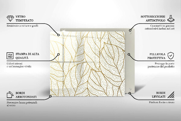 Steklena podloga za rezanje Črtni vzorec listov
