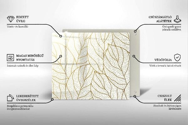 Steklena podloga za rezanje Črtni vzorec listov