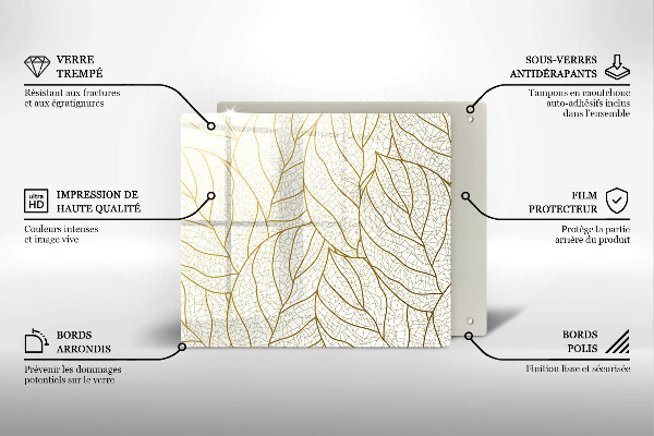 Steklena podloga za rezanje Črtni vzorec listov