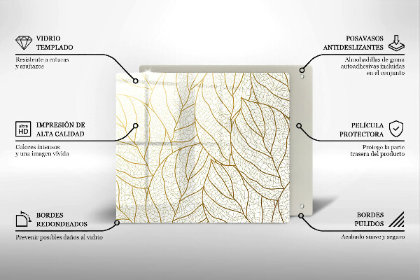 Steklena podloga za rezanje Črtni vzorec listov