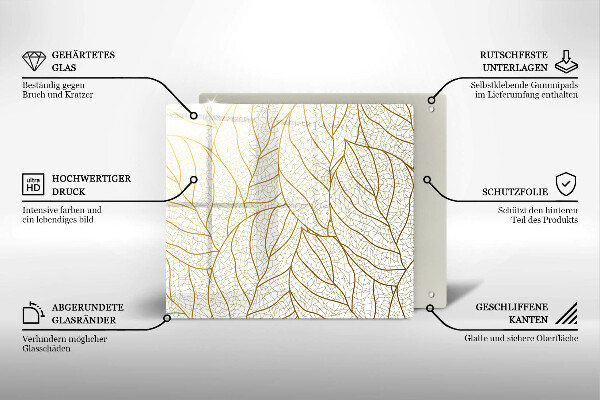 Steklena podloga za rezanje Črtni vzorec listov