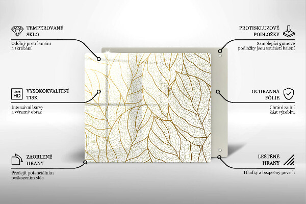 Steklena podloga za rezanje Črtni vzorec listov