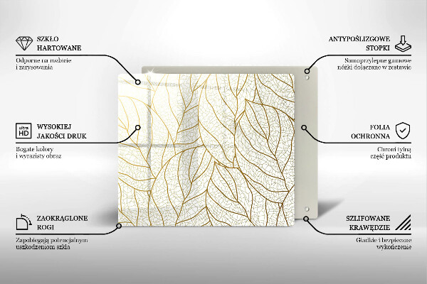 Steklena podloga za rezanje Črtni vzorec listov