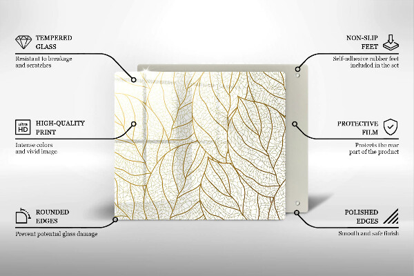 Steklena podloga za rezanje Črtni vzorec listov