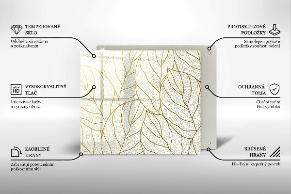 Steklena podloga za rezanje Črtni vzorec listov