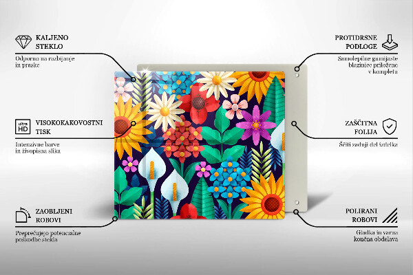 Steklena podloga za rezanje Ilustracija travniškega cvetja