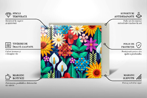 Steklena podloga za rezanje Ilustracija travniškega cvetja